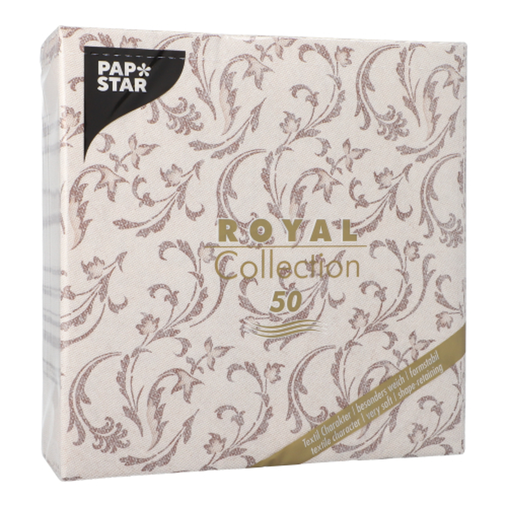 Papstar Servietten "ROYAL Collection" 1/4-Falz 40 cm x 40 cm braun "Damascato"