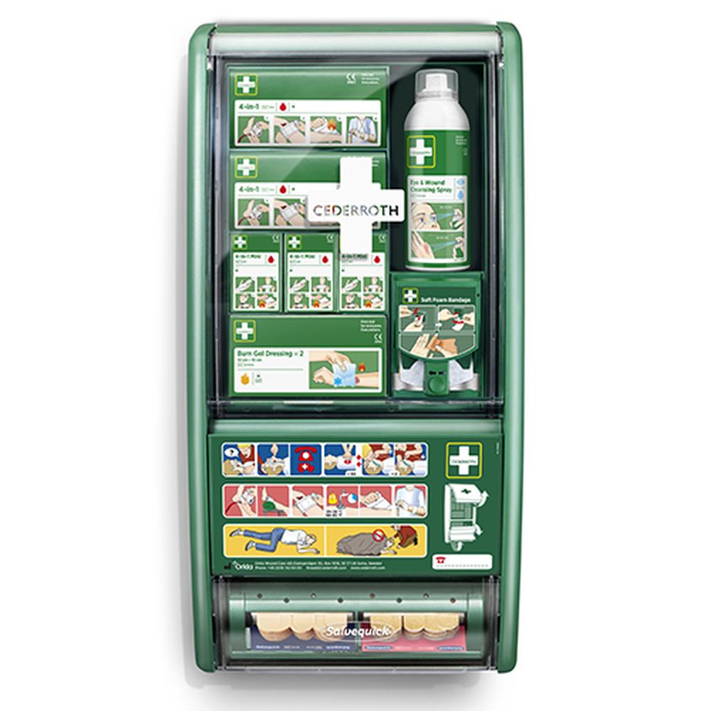Papstar "Cederroth" First Aid & Burn Station 11,7 cm x 29,4 cm x 57,2 cm grün