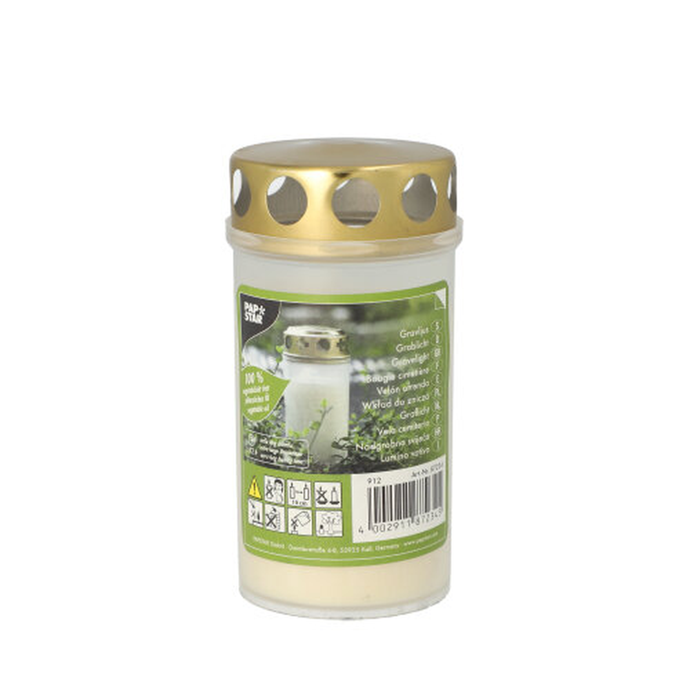 PAPSTAR T3, 100 % Pflanzenfett Ø 6,5 cm · 12,5 cm weiss transparente Hü