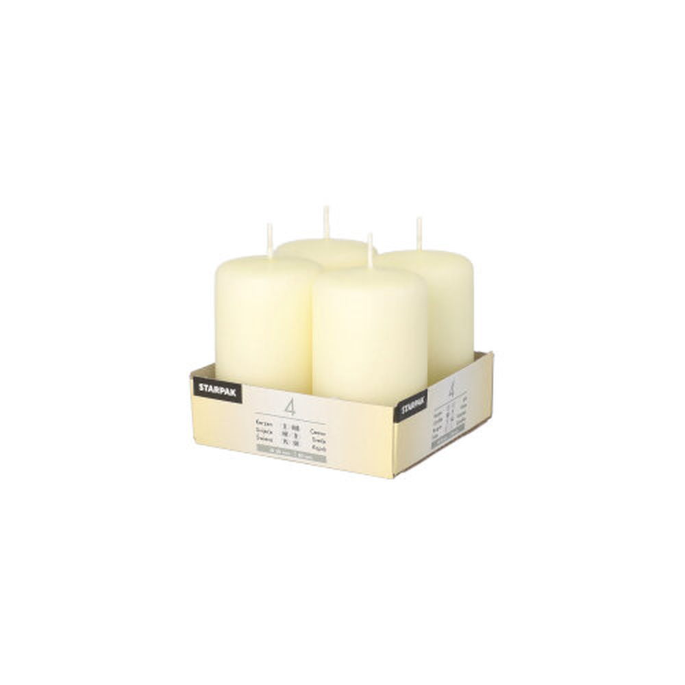 Papstar Stumpenkerzen Ø 50 mm · 80 mm elfenbein "Ivory" mit Flachkopf