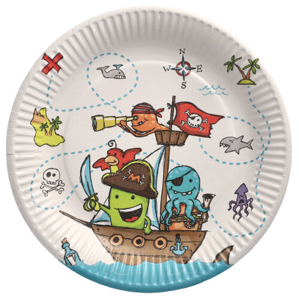 Papstar Teller, Pappe rund Ø 23 cm "Pirate Crew"