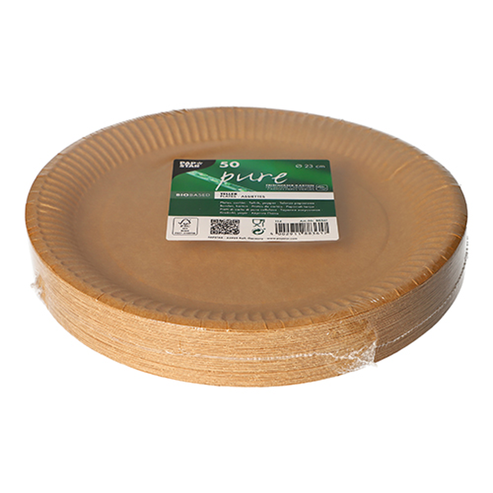 Papstar Teller, Pappe "pure" rund Ø 23 cm braun