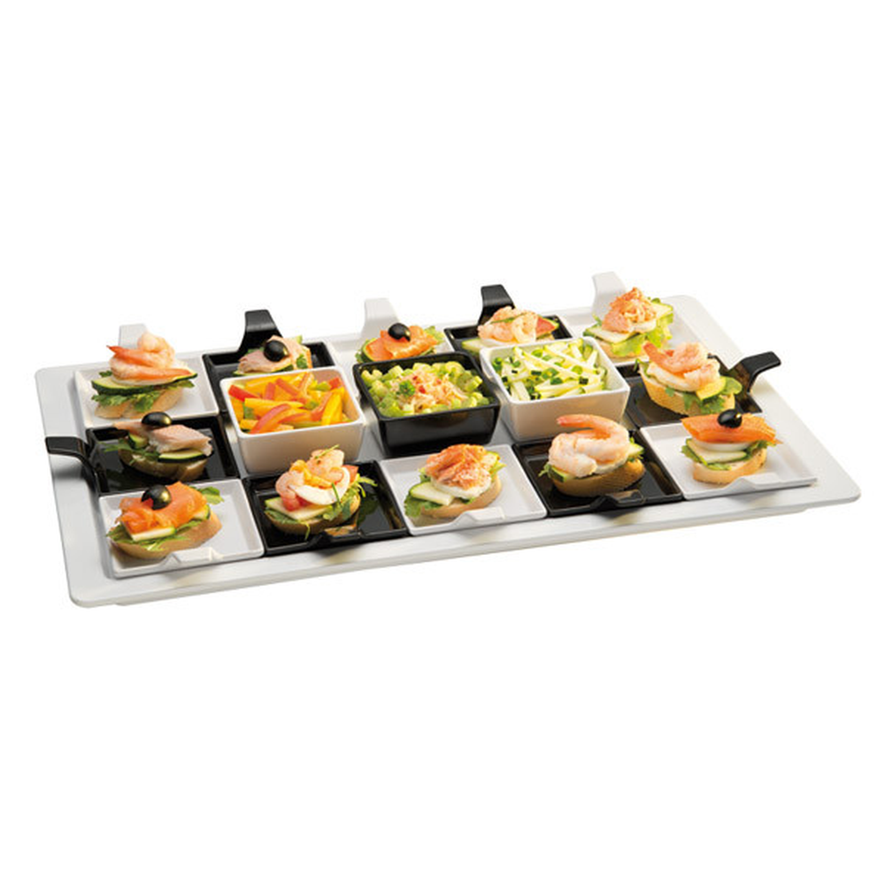 APS Fingerfood-Teller 9,5 x 9,5 cm, H: 1,5 / 3,5 cm , Melamin, weiß