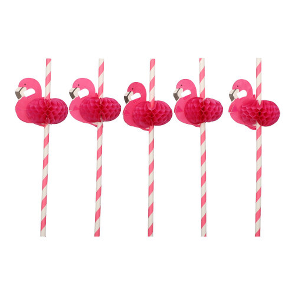 Papstar Trinkhalme, Papier Ø 6 mm · 20 cm pink "Flamingo"