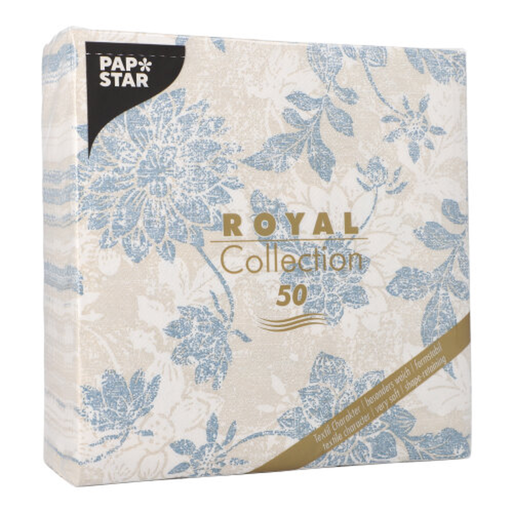 PAPSTAR Servietten ROYAL Collection 1/4-Falz 40 cm x 40 cm arktikblau Flo
