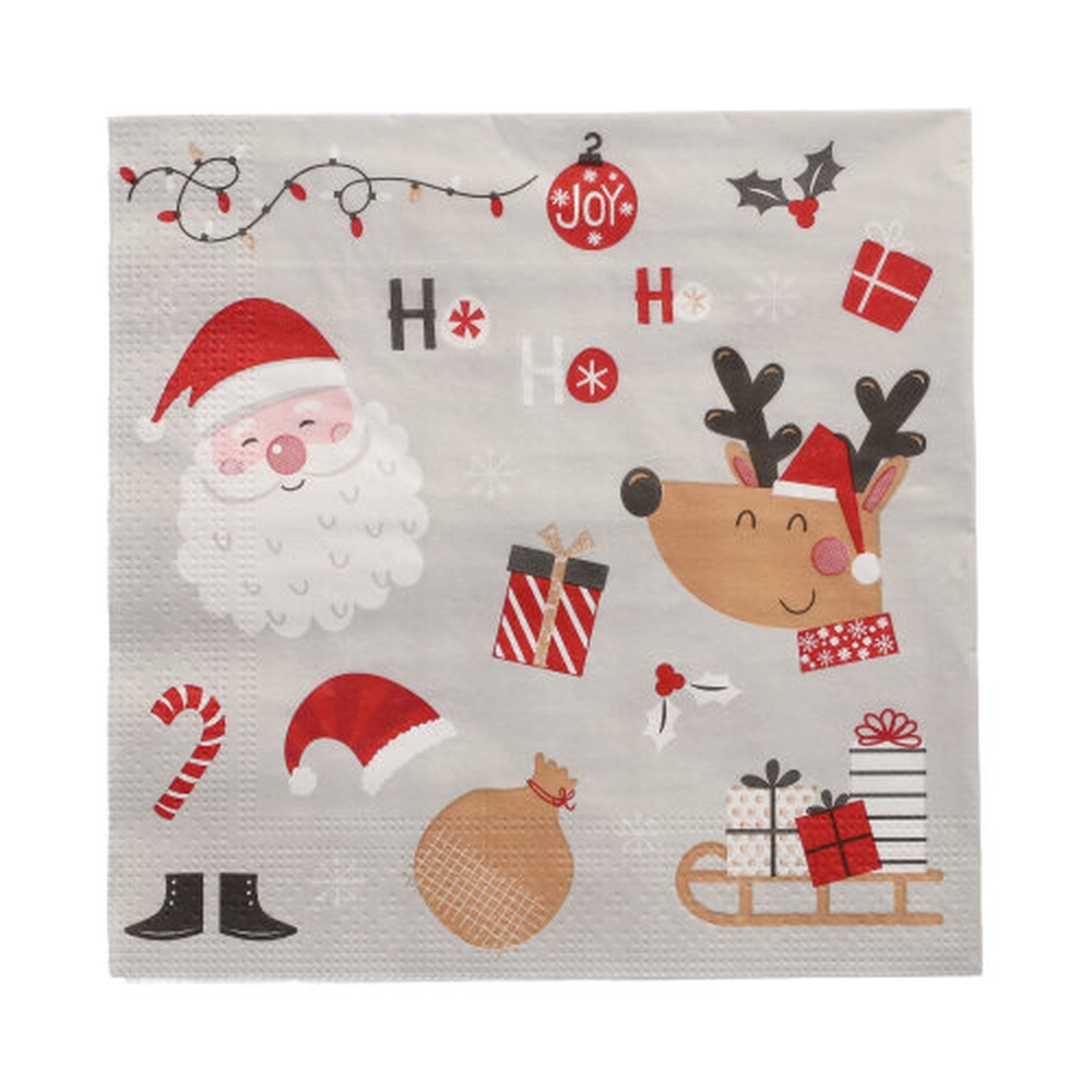 Papstar Servietten, 3-lagig 1/4-Falz 33 cm x 33 cm "Vive Noel"