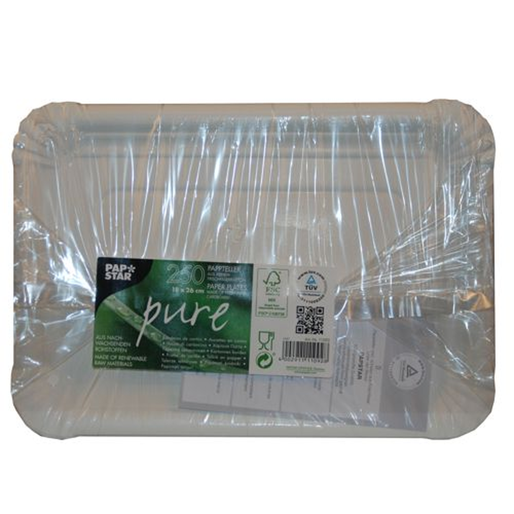 Papstar Teller, Pappe "pure" eckig 18 cm x 26 cm weiss