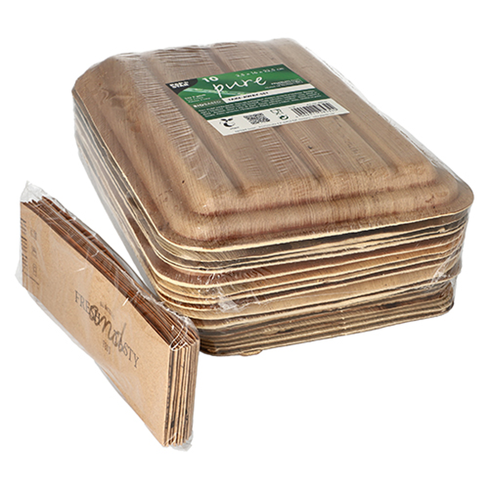 PAPSTAR Trays, Palmblatt pure 2-geteilt 400 ml 5,5 cm x 17,5 cm x 25,5 cm m