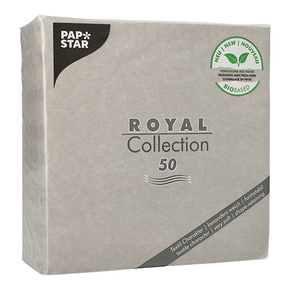 PAPSTAR Servietten ROYAL Collection 1/4-Falz 40 cm x 40 cm grau in Papierve
