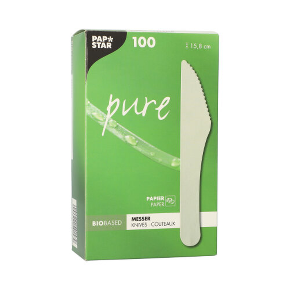 Papstar Messer, Papier "pure" 15,8 cm weiss
