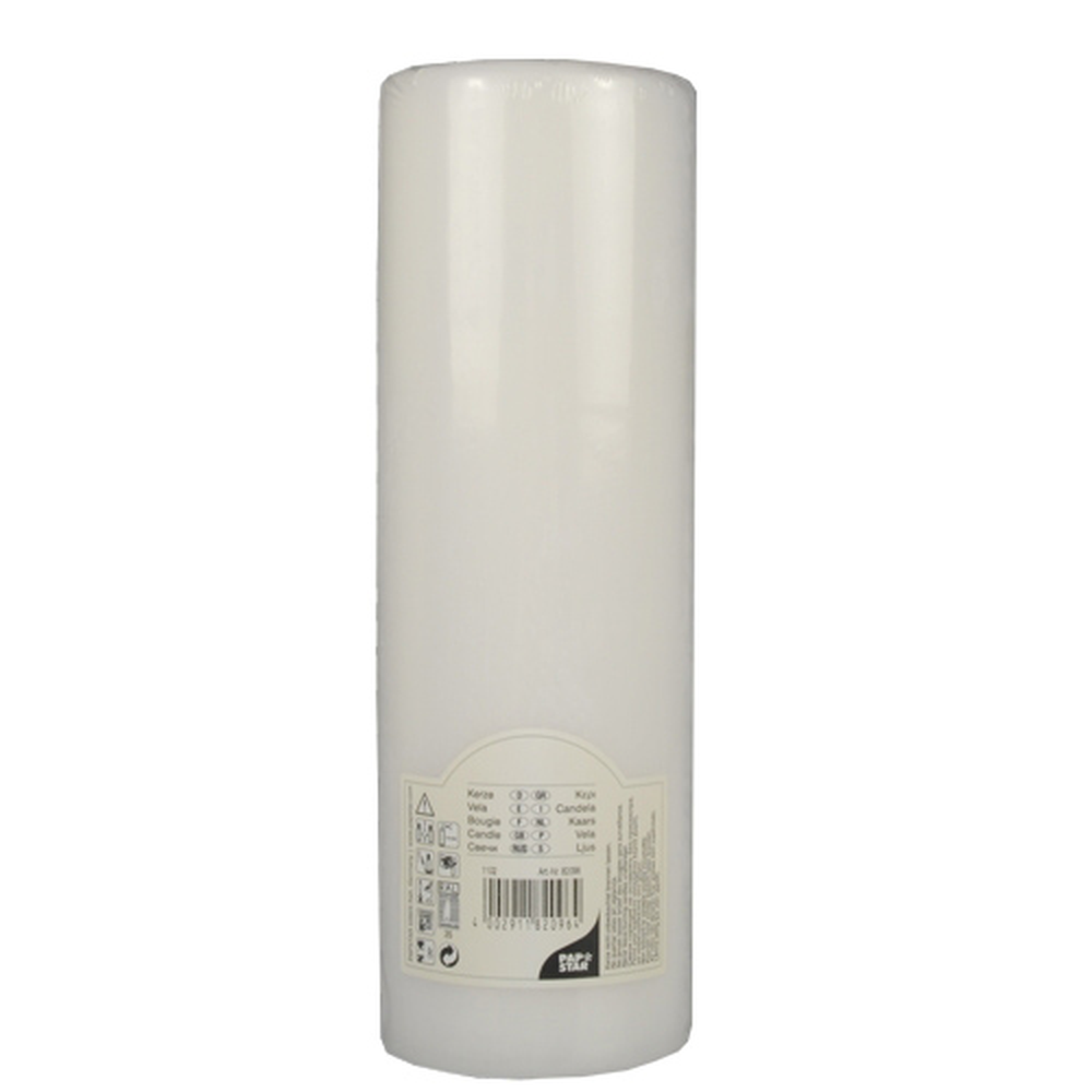 Papstar Stumpenkerze Ø 80 mm · 250 mm weiss mit Flachkopf