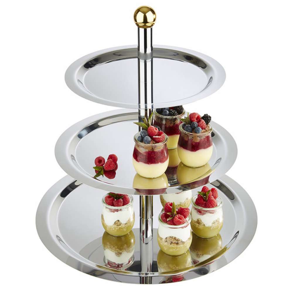 APS Etagere -Finesse-, 3-stufig ca. Ø 48/38/32 cm, Höhe 50 cm , Edelstahl