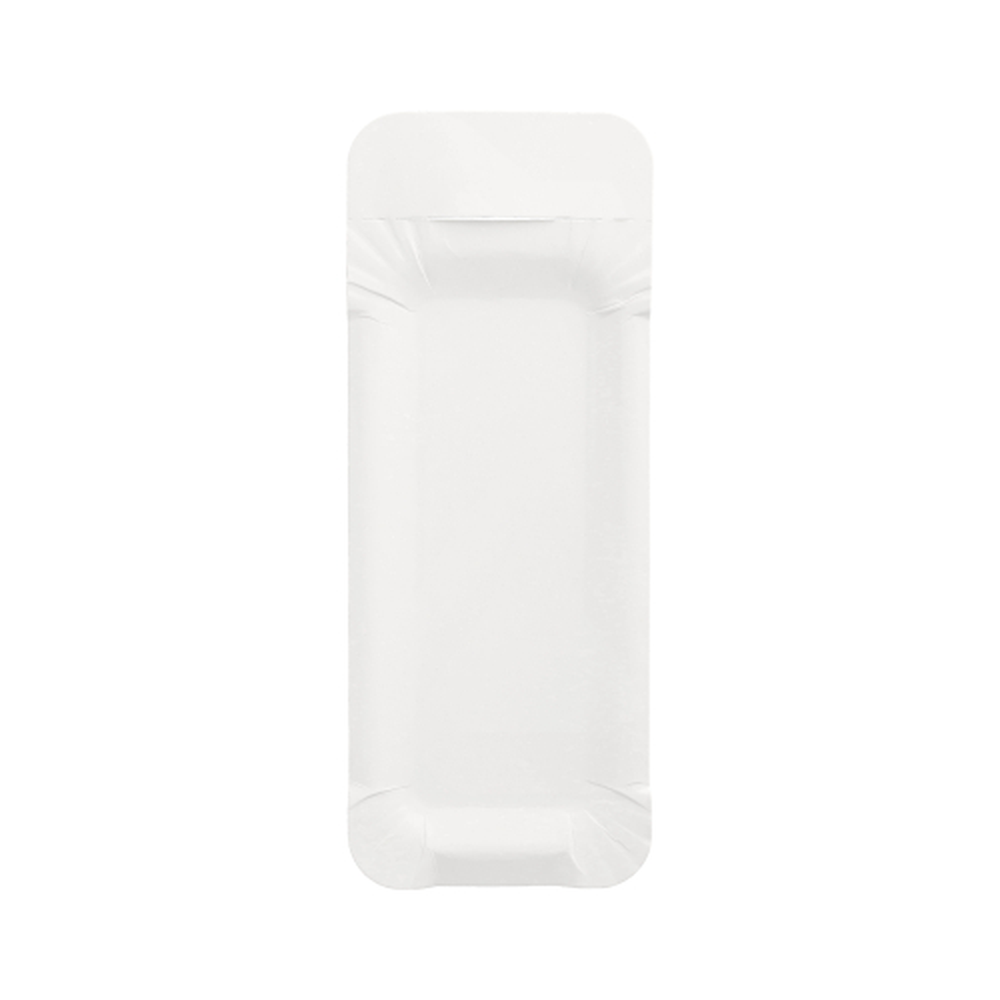 Papstar Teller, Pappe "pure" eckig 8 cm x 21 cm weiss mit Anfasser
