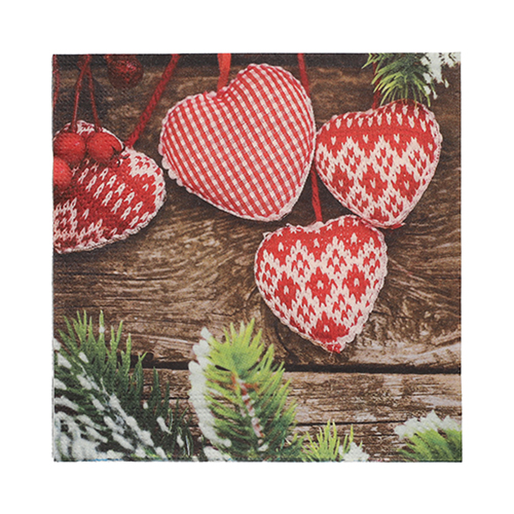 Papstar Servietten, 3-lagig 1/4-Falz 33 cm x 33 cm "Mes Coeurs"