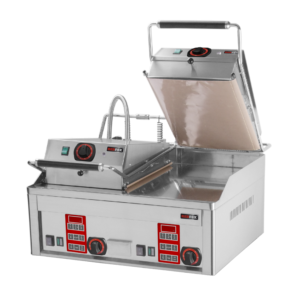 RM Gastro Steakgrill elektrisch mit digitalem Timer und 2 oberen Kontaktplatten 
