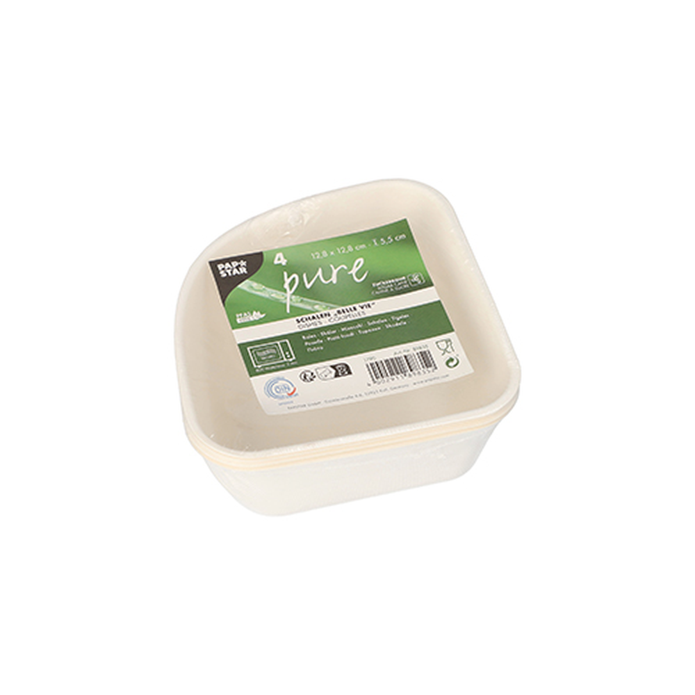 PAPSTAR Schalen, Zuckerrohr pure 5,5 cm x 12,8 cm x 12,8 cm weiss Belle V