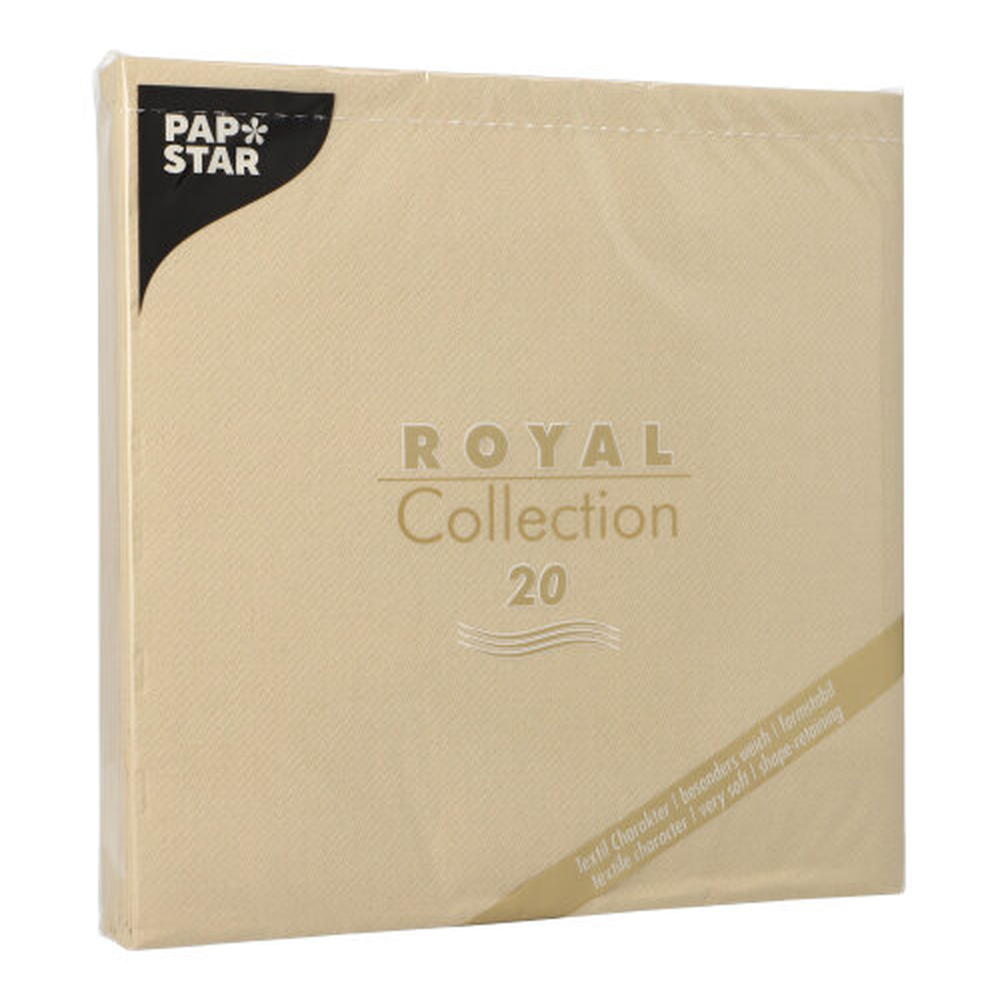 Papstar Servietten "ROYAL Collection" 1/4-Falz 40 cm x 40 cm sand