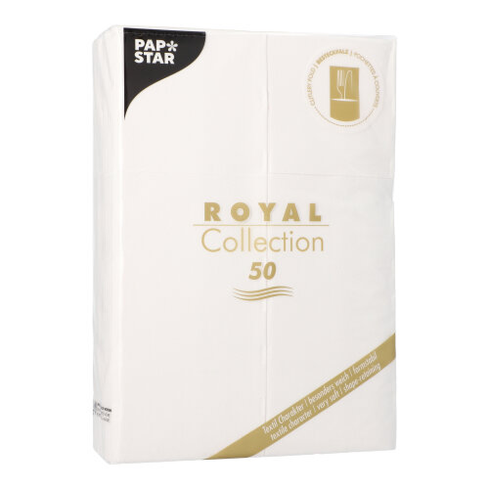 Papstar Servietten "ROYAL Collection" 48 cm x 30 cm weiss mit Besteckfalz