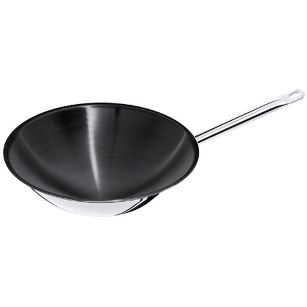 Contacto Wok Edelstahl mehrschichtig, runder Boden, Antihaft