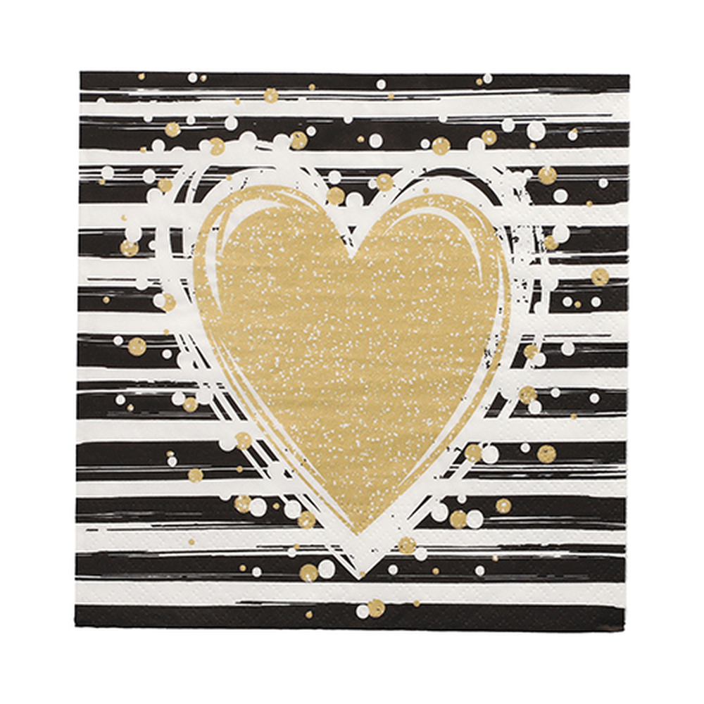 Papstar Servietten, 3-lagig 1/4-Falz 33 cm x 33 cm "Sparkling Heart"