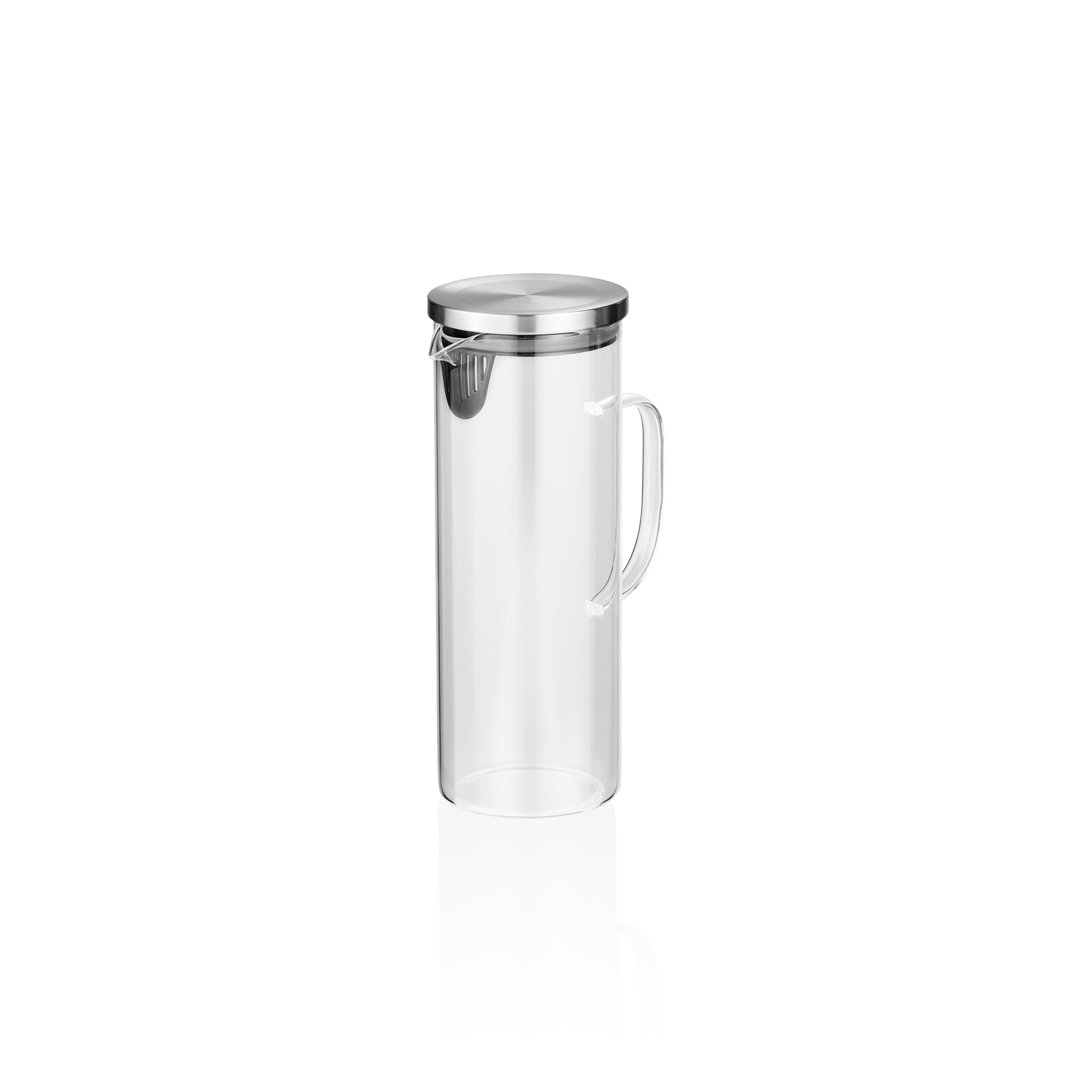 WAS Karaffe, 1,0 ltr., Ø 9,5 cm, Borosilikatglas, Edelstahl, Silikon
