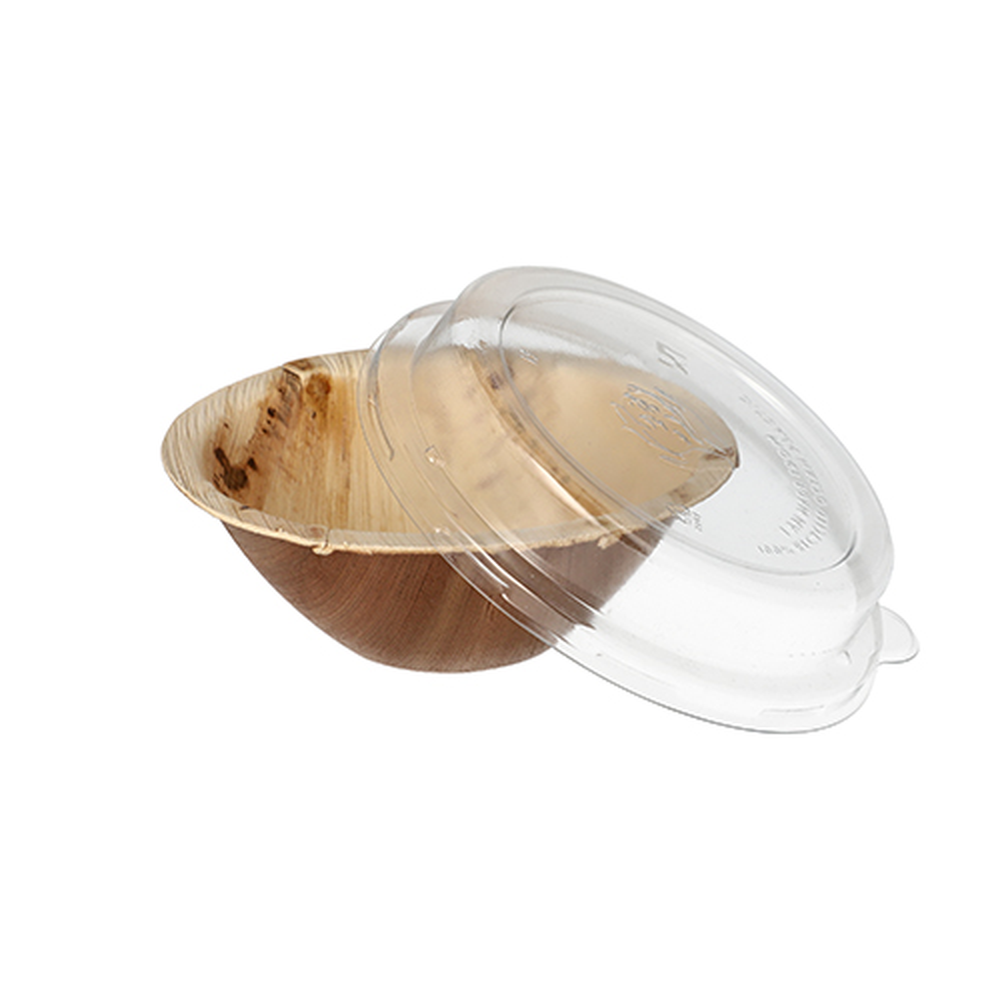 PAPSTAR Schalen, Palmblatt rund 300 ml Ø 15 cm · 8,3 cm mit rPET Deckel Komb