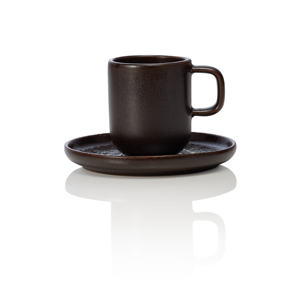 WAS Espresso- und Untertasse ROCKZZERO, 90 ml, Set á 6 Stück, metallic brown, St