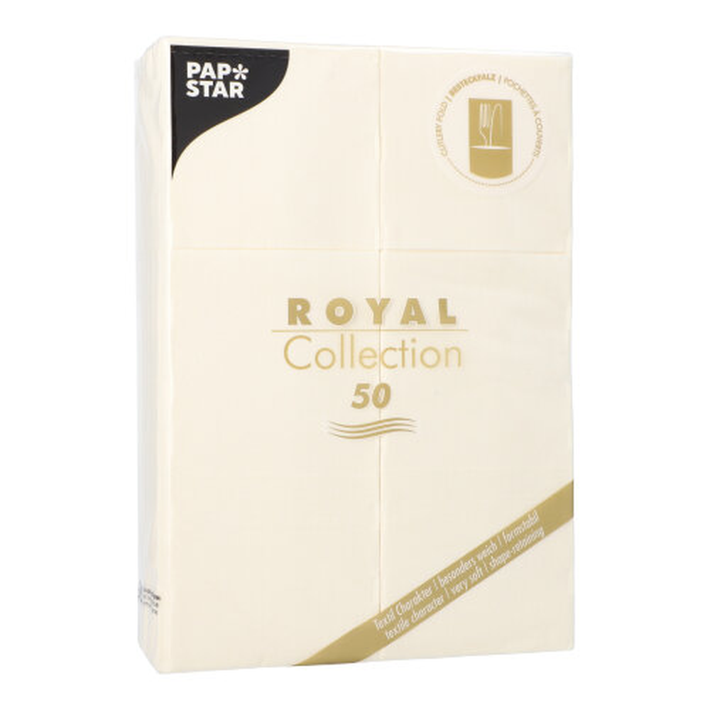 Papstar Servietten "ROYAL Collection" 48 cm x 30 cm champagner mit Besteckfalz
