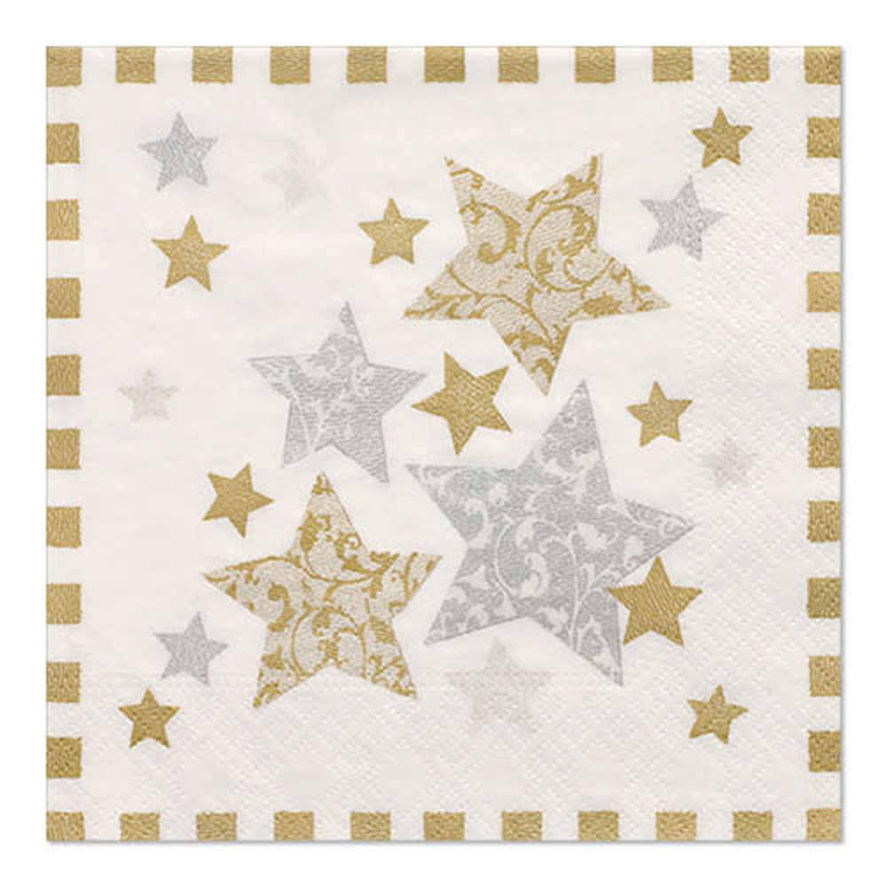 Papstar Servietten, 3-lagig 1/4-Falz 33 cm x 33 cm "Stardust"