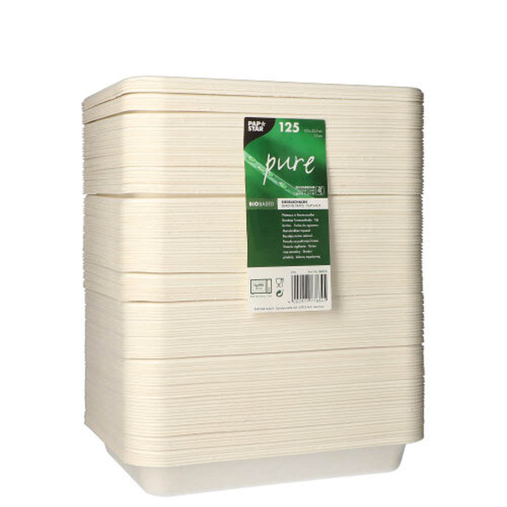 Papstar Siegelschalen Zuckerrohr 900 ml 3 cm x 17,5 cm x 22,5 cm weiss