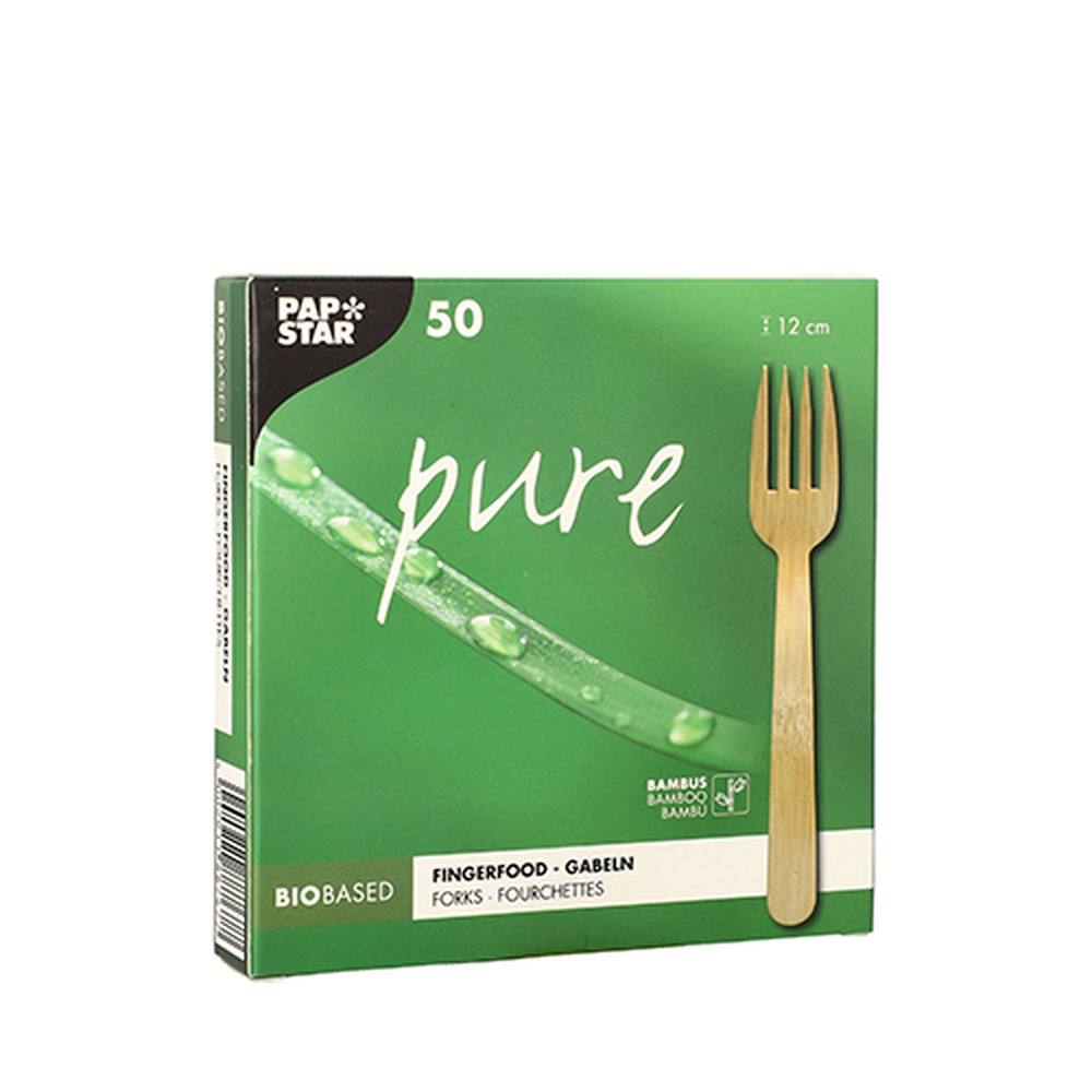 Papstar Fingerfood - Gabeln, Bambus "pure" 12 cm