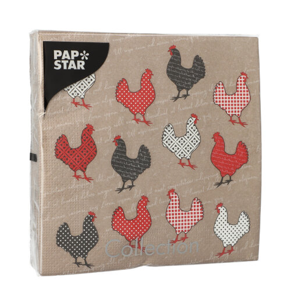 Papstar Servietten, 3-lagig 1/4-Falz 33 cm x 33 cm "Cocotte"
