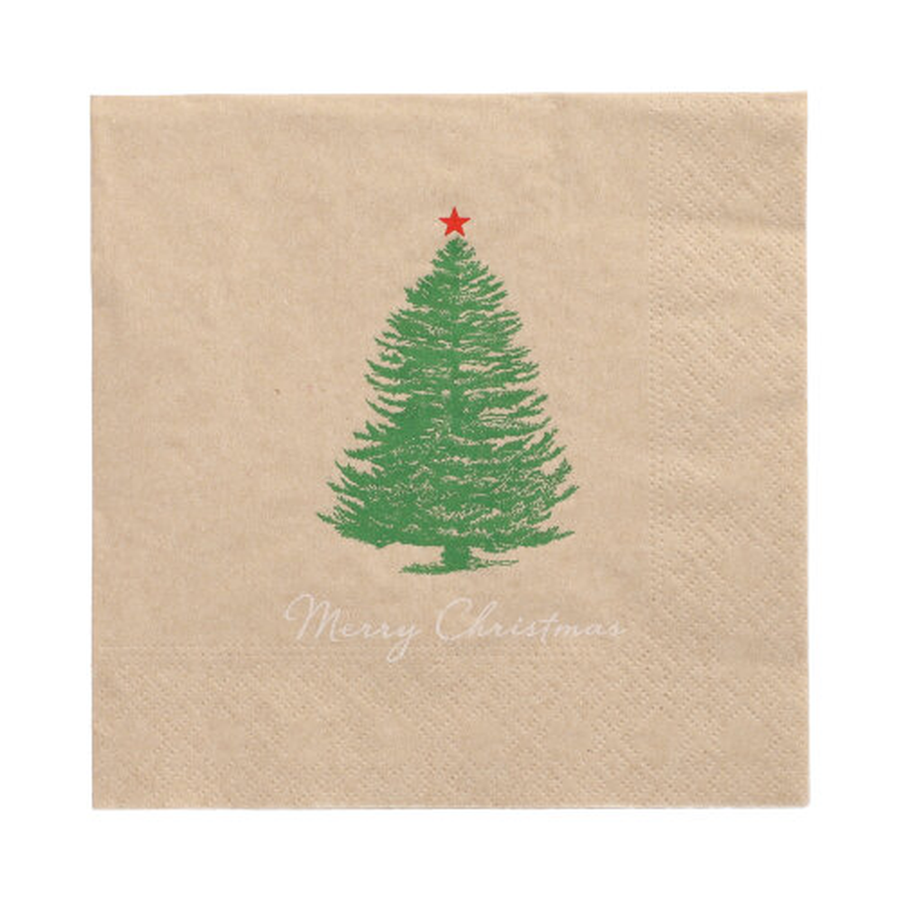 PAPSTAR Servietten, 3-lagig 1/4-Falz 33 cm x 33 cm natur Christmastree with 