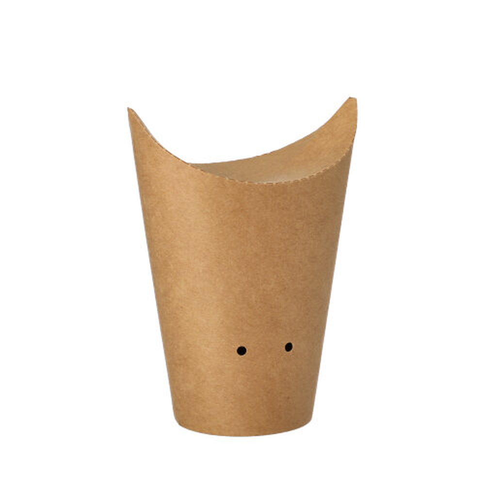 Papstar Pommes-Frites-Schütte, Pappe rund Ø 6 cm · 14 cm braun klein
