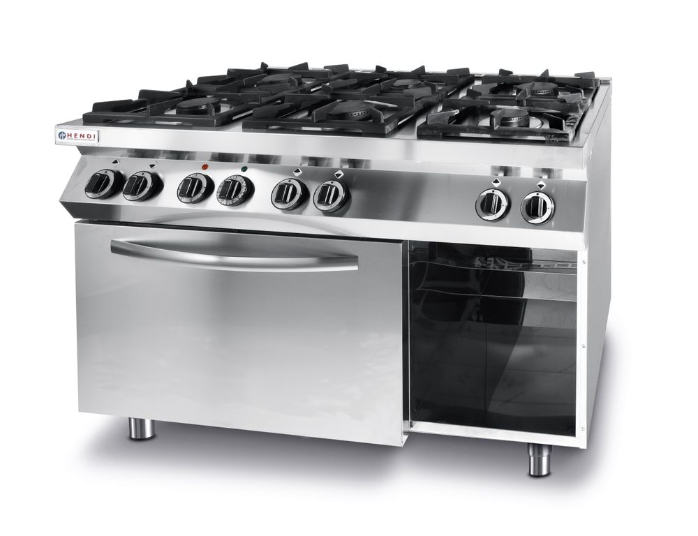 Hendi Gaskocher Kitchen Line 6 Brenner mit elektrischem Ofen GN 1/1, HENDI, Kitc