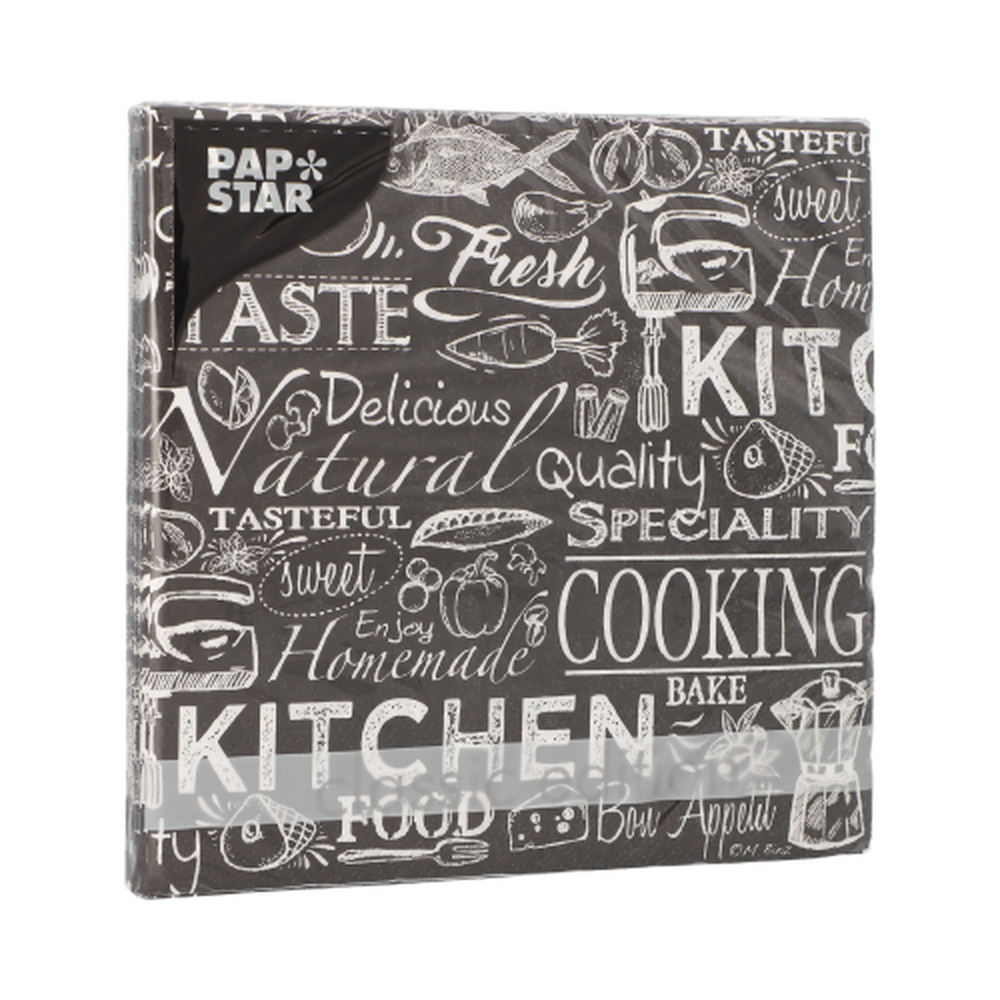 Papstar Servietten, 3-lagig 1/4-Falz 33 cm x 33 cm "Kitchen"