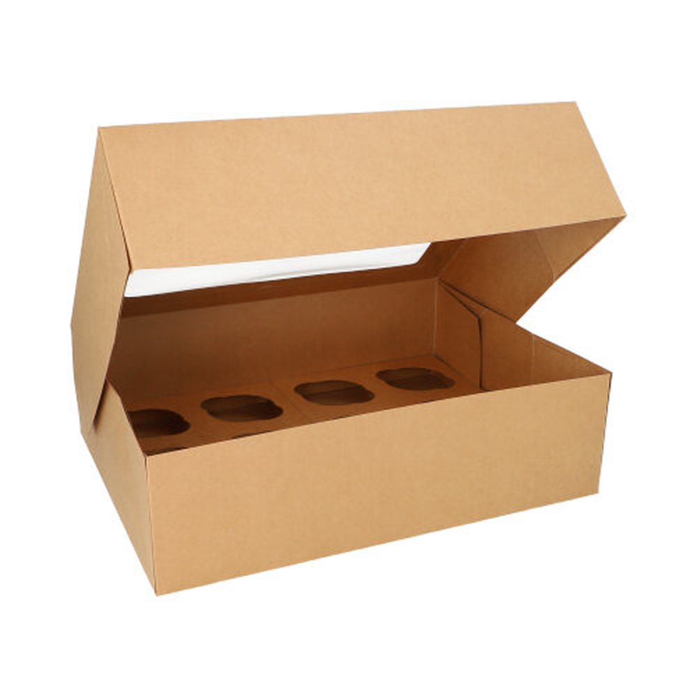 Papstar Cupcake-Kartons eckig 10 cm x 35 cm x 27 cm mit Sichtfenster aus PLA