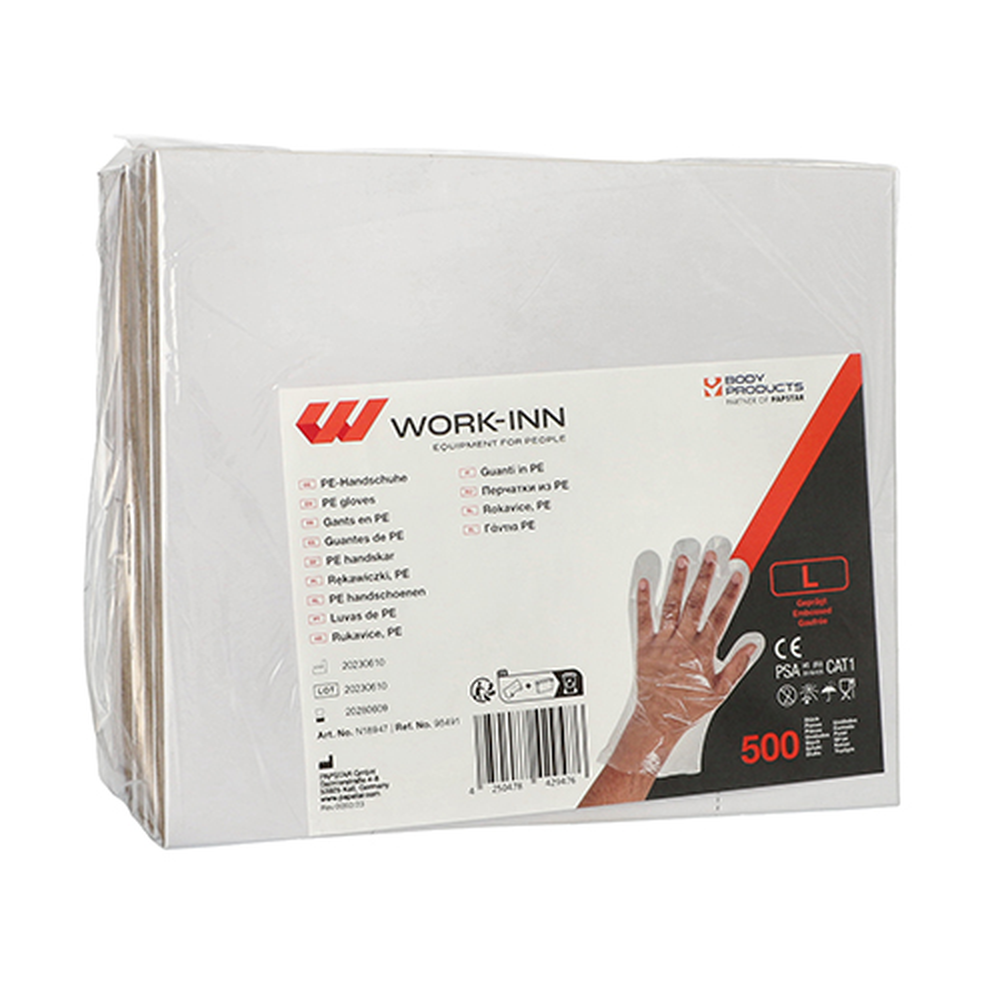 Papstar "WORK-INN/-PS" Handschuhe, PE transparent für Herren, L