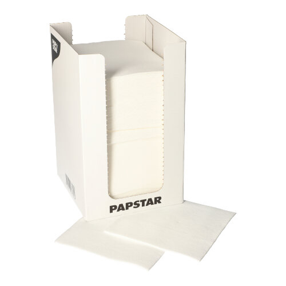 Papstar Servietten, 2-lagig "PUNTO" 1/4-Falz 20 cm x 20 cm weiss in Spenderbox