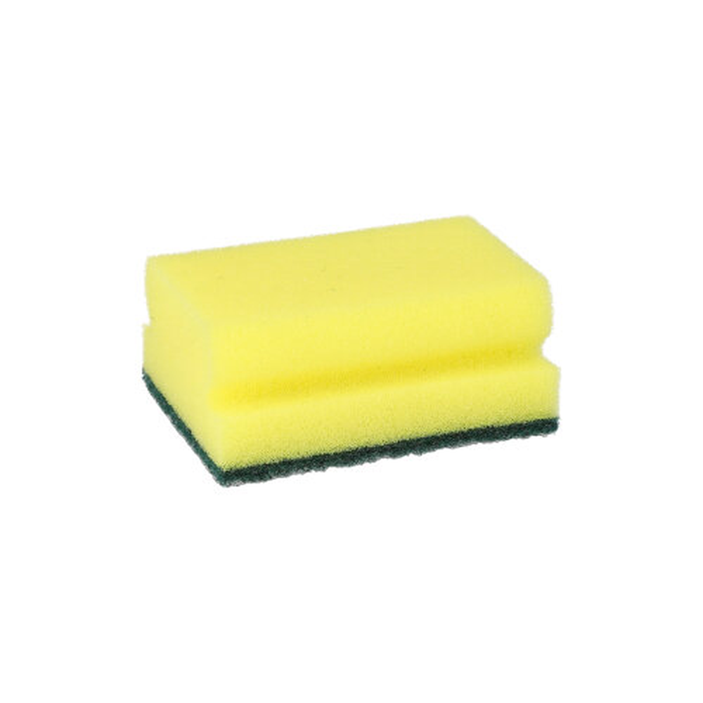 PAPSTAR Topfreiniger, Schwamm eckig 4,1 cm x 9,5 cm x 6,8 cm gelb/grün mit Gri