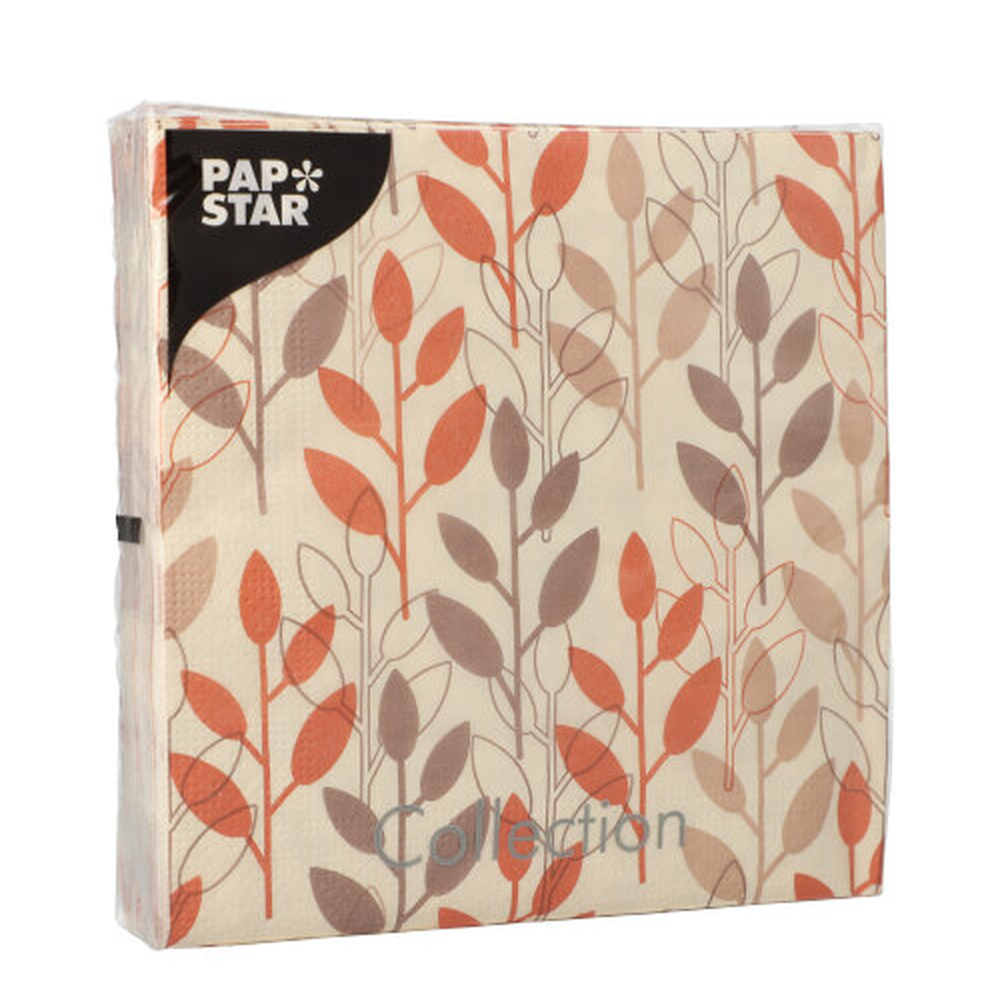 Papstar Servietten, 3-lagig 1/4-Falz 33 cm x 33 cm rost "Branches"
