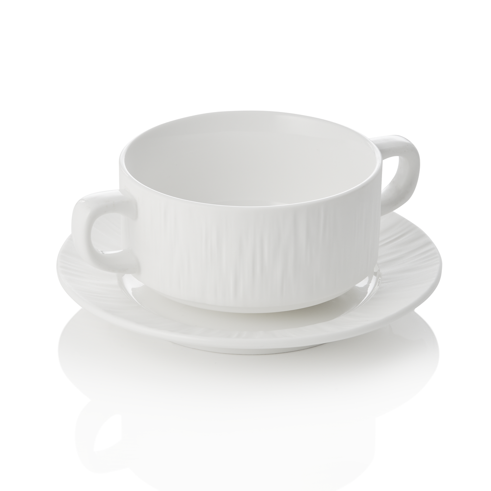 WAS Suppentasse mit Untertasse Set MAYA SHIRO, Ø 10,5 cm, 250 ml, weiß, Set á 4 