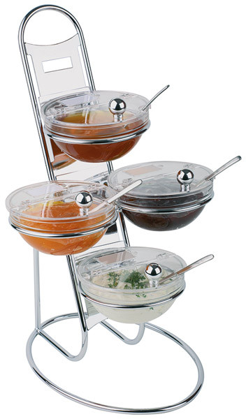 APS Büfett-Leiter, 3-stufig ca. Ø 30 cm, Höhe 48 cm , Metall, verchromt, 12-teil