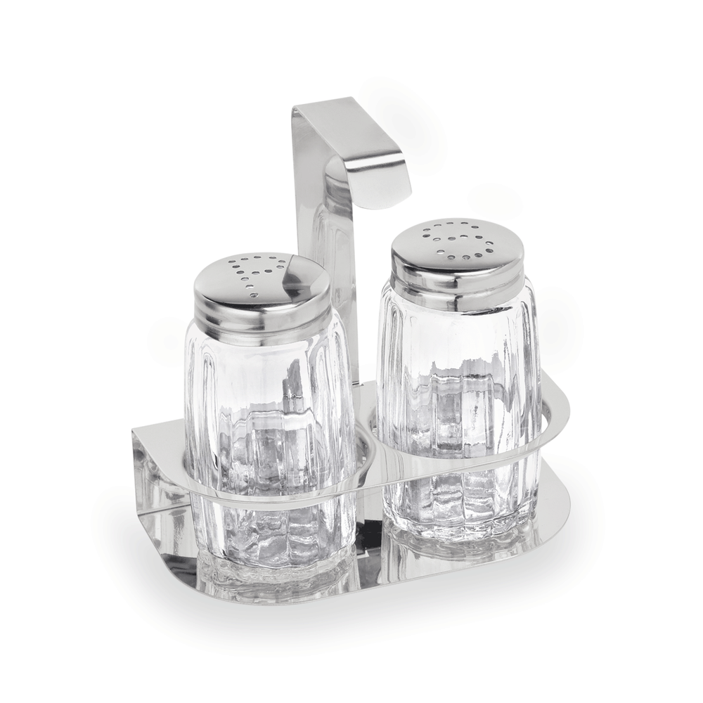 WAS Menage 2-teilig Salz & Pfeffer, Höhe 10,5 cm, Edelstahl, Glas