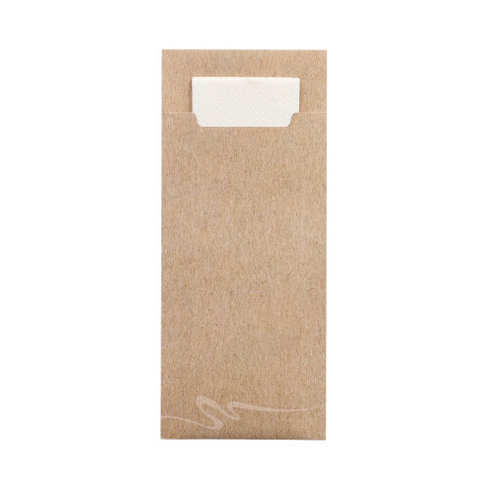 Papstar Bestecktaschen 20 cm x 8,5 cm natur inkl. weißer Serviette