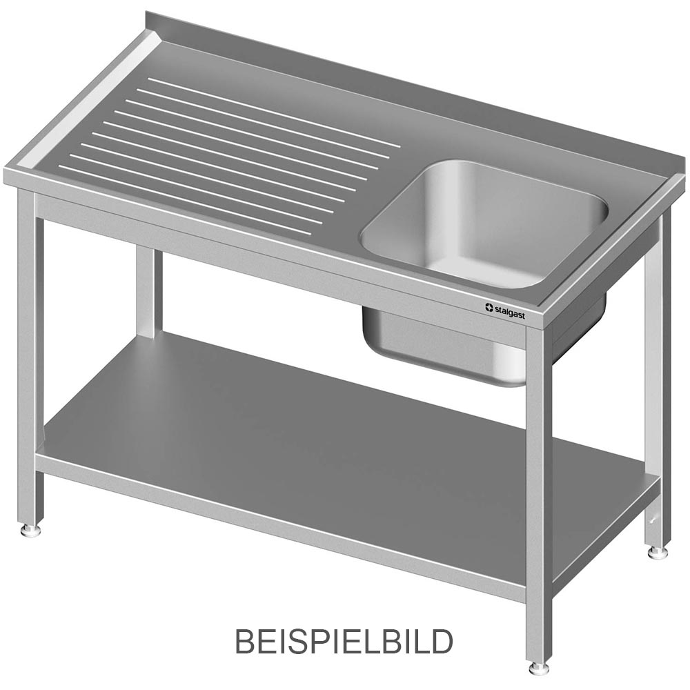 Stalgast Spültisch mit Grundboden 1300x600x850 mm, mit einem Becken links, mit A