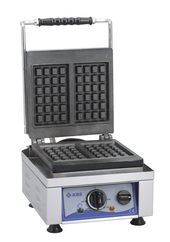KBS Waffeleisen mit wechselbarer Backplatte für 2x Waffeln 8x16x1,5cm