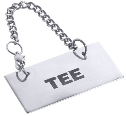 Contacto Schild für Kannen: TEE 5 x 2,5 cm mit Kette