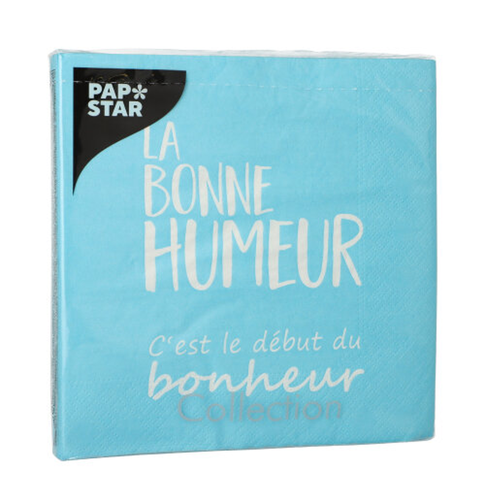 Papstar Servietten, 3-lagig 1/4-Falz 33 cm x 33 cm blau "La Bonne Humeur"