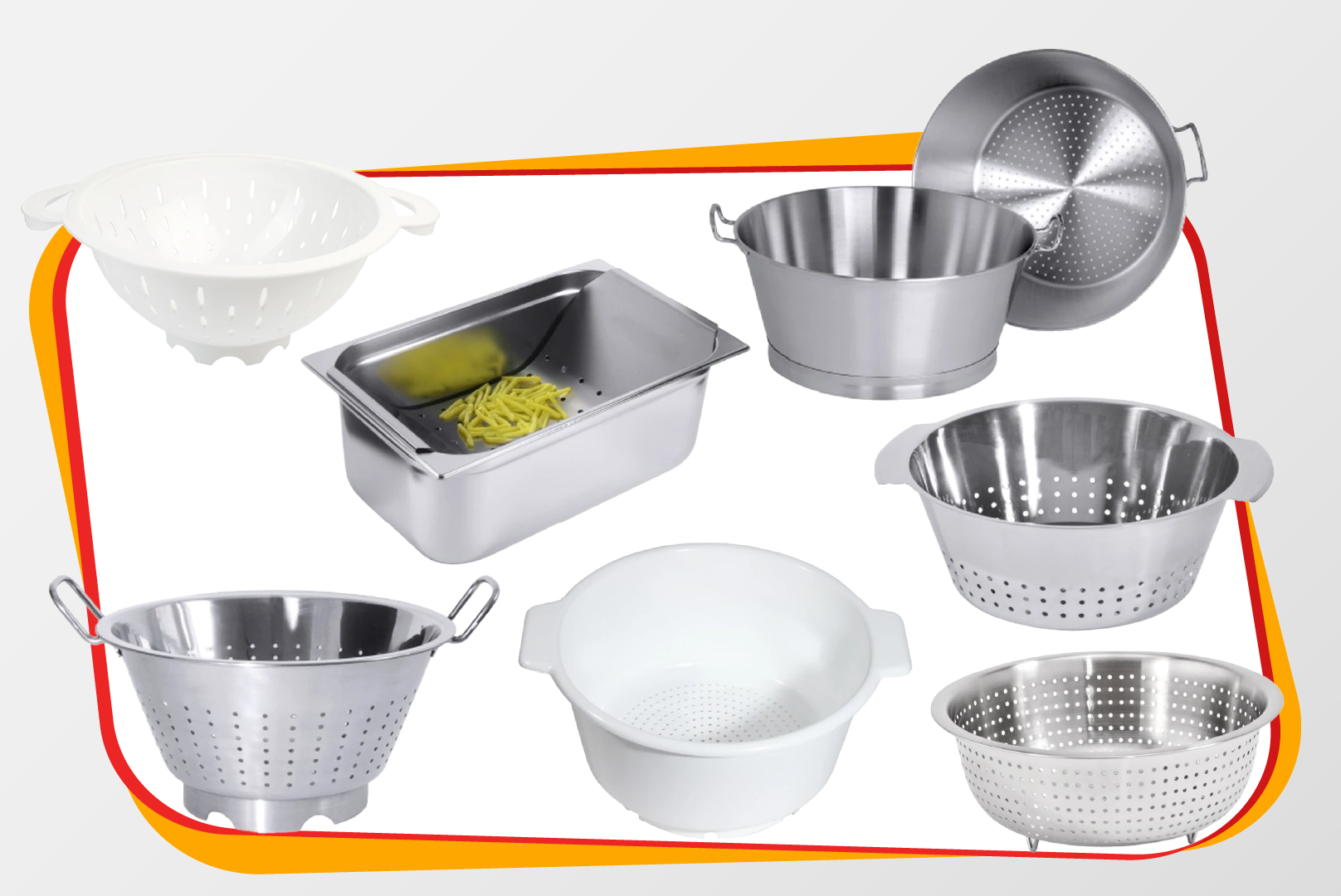 Schüssel, Colander, Nudelbehälter, Metallbehälter, Backset?